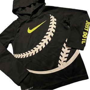 Boys NIKE dri-fit long sleeve pullover with hood, Sz 4/XS